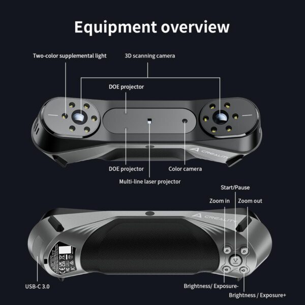 Creality 3D-Scanner Raptor für 3D-Druck, Handscanner mit 0,02 mm Genauigkeit, industriellem Blaulicht, Anti-Shake-Tracking, bis zu 60 FPS Scangeschwindigkeit, unterstützt 5–2000 mm Objekte (CR-SCAN Raptor) – Image 2