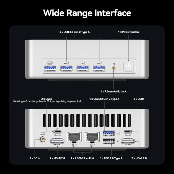 GEEKOM XT1 Mega AI Mini PC, 14. Generation Intel Core Ultra U9-185H Prozessor(16C/22T, bis zu 5,1 GHz) 32GB DDR5 RAM 2TB PCIe Gen4 SSD Mini Desktop-Computer, Windows 11Pro, WiFi7/BT5.4/Dual 2.5G LAN/USB4.0/8K – Image 2