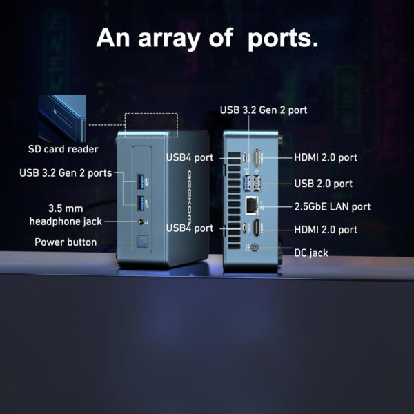 GEEKOM Mini PC Mini IT13, 13th Gen Intel i9-13900H NUC13 Mini Computer(14 Kerne,20 Threads) 32GB DDR4/2TB PCIe Gen 4 SSD Windows 11 Pro Unterstützung Wi-Fi 6E/Bluetooth 5.2/USB 4.0/2.5G LAN/8K – Image 2