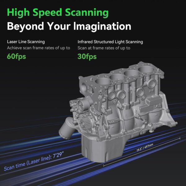 Creality 3D-Scanner RaptorX, kabelloser Handscanner mit messtechnischer Genauigkeit von 0,02 mm, industriellem Blaulicht, schnelle Wi-Fi 6-Datenübertragung, unterstützt Objekte von 5–4000 mm für Windows Mac – Image 5