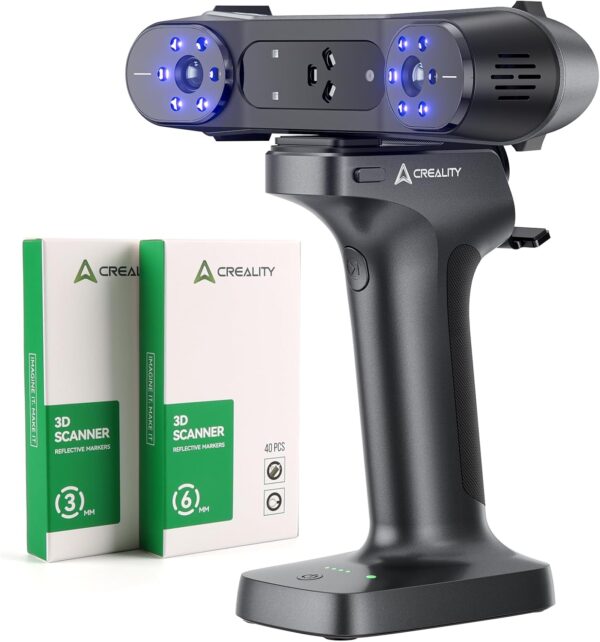 Creality 3D-Scanner RaptorX, kabelloser Handscanner mit messtechnischer Genauigkeit von 0,02 mm, industriellem Blaulicht, schnelle Wi-Fi 6-Datenübertragung, unterstützt Objekte von 5–4000 mm für Windows Mac