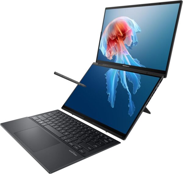 ASUS Zenbook Duo Notebook, Dual 14“ OLED 3K 120Hz Touchscreen, Intel Evo Certified, Intel Core Ultra 9 185H CPU, Intel Arc Graphics, 32GB RAM, 1TB SSD, Windows 11, Inkwell Gray, UX8406MA-PS99T. Besuchen Sie den ASUS Store