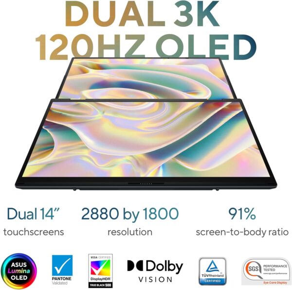 ASUS Zenbook Duo Notebook, Dual 14“ OLED 3K 120Hz Touchscreen, Intel Evo Certified, Intel Core Ultra 9 185H CPU, Intel Arc Graphics, 32GB RAM, 1TB SSD, Windows 11, Inkwell Gray, UX8406MA-PS99T. Besuchen Sie den ASUS Store – Image 2